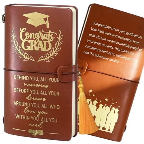 Graduation Gifts Leather Journal Notebook for Her Him, Class of 2026 Senior High School College Masters Degree Phd Nurse Inspirational Graduation Gift Ideas for Women Men Student Graduate Travel