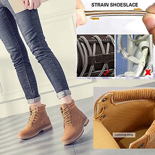 Athlefit Women's Lace-Up Work Hiking Combat Ankle Boots Camel Size 7 - Thumbnail 6