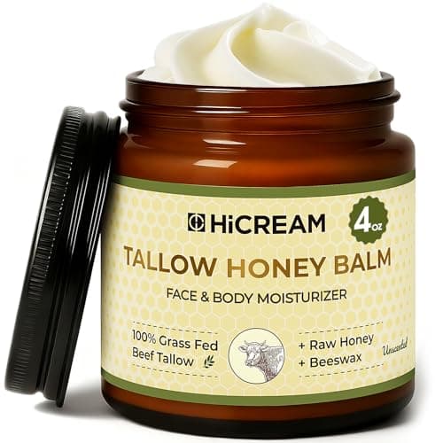 Hicream Beef Tallow for Skin, Beef Tallow and Honey Balm, 100% Organic Grass-Fed Beef Tallow Balm, Face & Body Moisturizer, Deeply Nourishment for Dry, Cracked, Sensitive Skin, Natural Formula (4 Oz) - Image 1