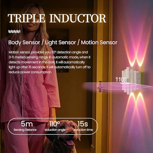 ZSYZDL Motion Sensor Night Light,Motion Sensor Light Indoor,USB Type-C Charging,Magnetic Mount,Colorful neon Colors Change,Wall lamp,Battery Operated Wall Sconce for Bedroom,Bathroom - Thumbnail 4