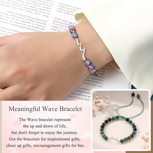 Sistble Valentines Day Gifts for Grandma, Grandma Birthday Gifts from Granddaughter Grandson Retirement Gift for Women Jasper Beaded Bracelets Handmade Braided Jewelry for Grandmother - Thumbnail 2