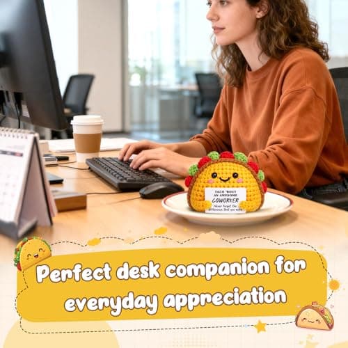 Mini Coworker Gifts for Women Men Funny Handmade Crochet Taco Thank You Gifts for Coworker Leaving Farewell Goodbye Going Away Retirement Office Appreciation Gift for Work Bestie Employee Colleague - Thumbnail 2