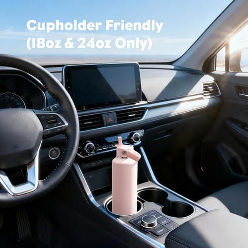 POWCAN 24 oz Water Bottle Insulated: Leakproof, Keep Cold 24H, Car Cupholder Friendly, Top Handle, Lightweight, Metal Water Bottle with Straw for Outdoors, Trip, Fitness, Gift, Running (Cotton Candy) - Thumbnail 5