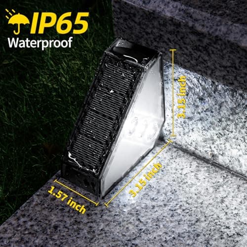ROSHWEY Solar Step Lights for Outside Waterproof, 8 Pack Outdoor Deck Steps Lights, Triangle Solar Stair Light for Outside, Front Porch, Dock, Backyard, Path, Walkway, Patio Decor, Cool White - Thumbnail 5
