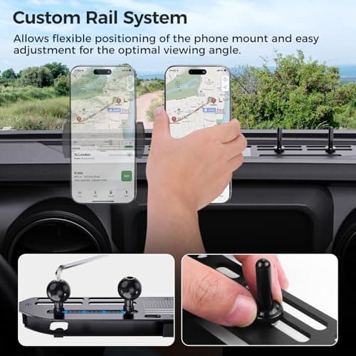 DIAMOOKY Upgraded Metal Phone Mount for Jeep Wrangler JL JLU 2018-2023 & Gladiator JT 2020-2023 Accessories, Dash Phone Holder No-Drill Factory Bolt Rock-Solid with Duck Mounts (Not for 4xe & 2024+) - Thumbnail 6