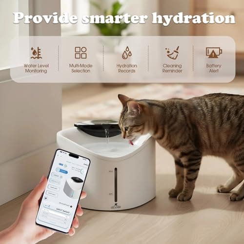 Wireless Cat Water Fountain, BPA-Free Ensure Safety, 2.5L/84oz App Control Smart Pet Water Fountain Rechargeable Battery Operated with Hydration Tracking, Ultra-Quiet Automatic Cats Dog Dispenser - Thumbnail 3