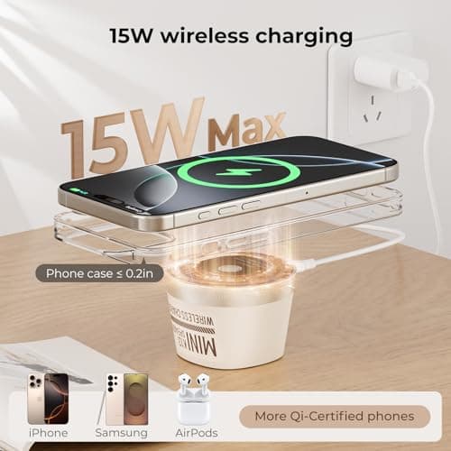 Magnetic Bluetooth Speaker, Wireless Charger Station, Portable Mini Speaker with Wireless Charger & Phone Stand, Bluetooth Speakers for Kitche, Refrigerator, Anything Magnet, Gifts (Milky White) - Thumbnail 4