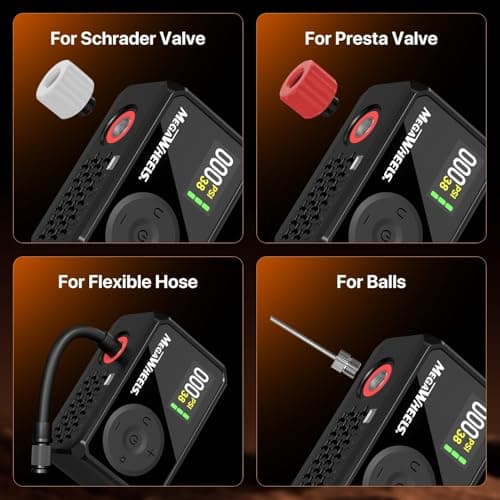 MEGAWHEELS Mini Bike Pump, Portable Bike Pump with Presta and Schrader Valve, 120PSI Bicycle Pump with Gauge, Auto Stop, Fast Inflation for City Bike, Road Bike, Mountain Bike - Thumbnail 5