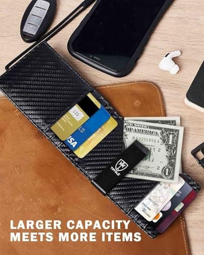 Tipmile Money Clip Wallet for Men RFID Blocking Minimalist Slim Bifold Front Pocket Wallet, Black Carbon Fiber - Thumbnail 2