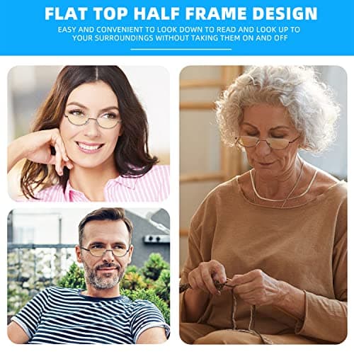 TOVEEN 2 Pack Half Lens Reading Glasses Blue Light Blocking, Half Moon Frame Semi Rim Spring Hinge Readers with Case for Men Women Black/Red +1.25 - Thumbnail 6