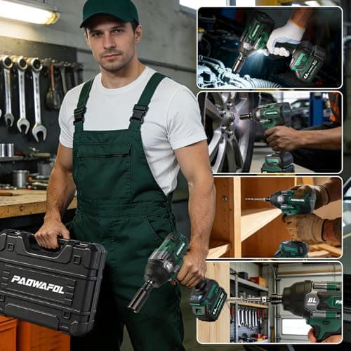 PAOWAFOL Impact Wrench 665 Ft-lbs(900N.m) 2200IPM, 1/2 Impact Gun with 21V 2x4.0AH Battery, Power Impact Driver 22 Drill Bits & 4 Sockets, Cordless Ratchet Wrench Set Gifts for Men Car Tire Lug Nut - Thumbnail 6