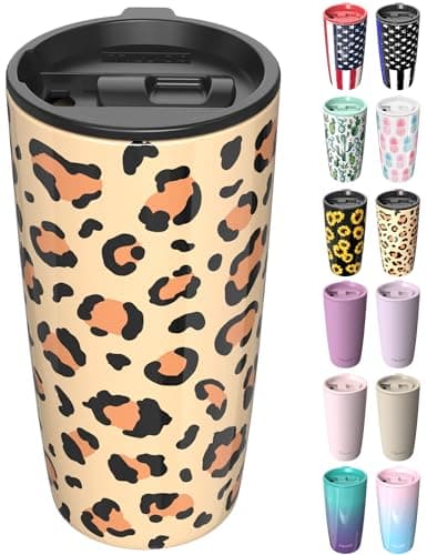 TILUCK 20 oz Tumbler with Lid, Vacuum Insulated Stainless Steel Coffee Mug, Double-Walled Travel Tumbler for Hot and Cold Drinks(Leopard, 20oz) - Image 1