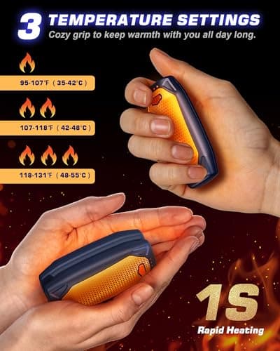 Kesguar Hand Warmers Rechargeable - 2 Pack 14000mAh AI Electric Hand Warmers with Charging Case, Magnetic 2 in 1 Pocket Handwarmers, Portable Heater Gifts for Women/Men/Golf/Camping/Hunting - Thumbnail 5