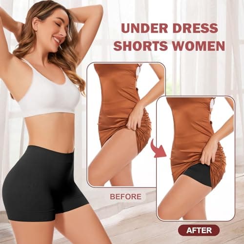 UUMIAER 3 Pack Slip Shorts for Under Dresses, Anti Chafing Women Boyshort Shapewear Yoga Biker Shorts - Thumbnail 3