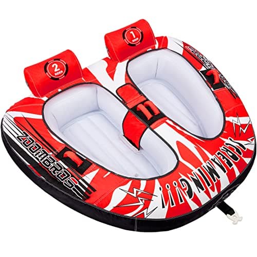 ZOOMBROS Towable Tubes for Boating 2 Person, Water Tubes for Boats to Pull, Safety Inflatable Boat Tubes and Towables, Water Sport Towables with Drainage, Quick Connector, Large Capacity - Image 1