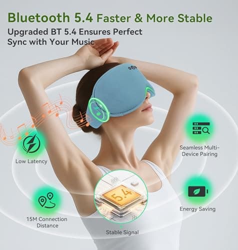 LC-dolida Bamboo Cotton Weighted Bluetooth Sleep Masks, 3D Weighted Sleep Masks with Bluetooth 5.4 Headphones, Total Blackout Bluetooth Sleep Mask for Women Men, Weight Eye Mask for Sleeping, Ash Blue - Thumbnail 4