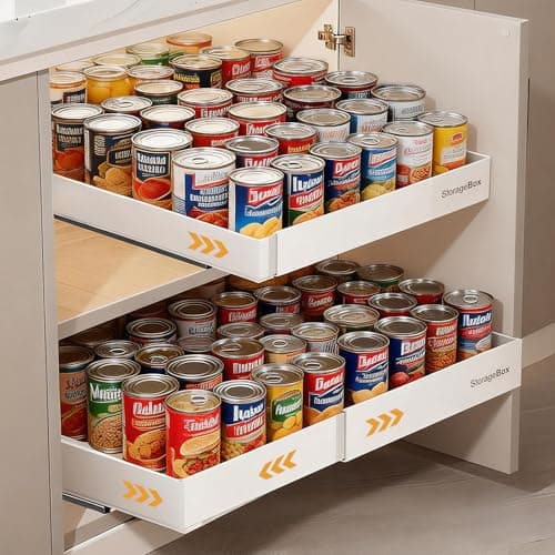 Soclik Adjustable Can Organizer for Pantry, Pull-Out Pantry Organizers and Storage, Soda Can Organizer - Great for Pantry, Kitchen Cabinet & Countertop (16.5" L x 12.2" W x 2.8" H (Adjustable Width))