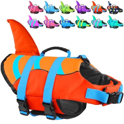Fragralley Shark Dog Life Jacket, High Buoyancy with Tear-Resistant Nylon, Dog Float Vest for Swimming and Boating, Pet Life Preserver for Small Medium Large Dogs (PFD)