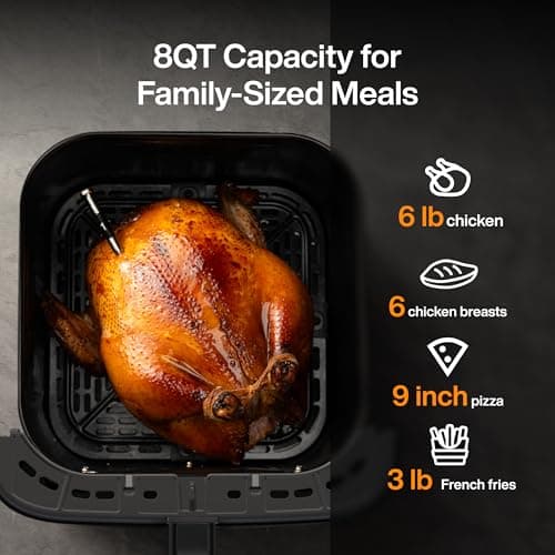 Typhur Sync 8QT AI Smart Air Fryer with Built-in Wireless Meat Thermometer, 9-in-1 XL Non Toxic Ceramic Airfryer, 450°F Max, Cooks 6lb Whole Chicken, Quiet & Dishwasher Safe, 120V - Thumbnail 5