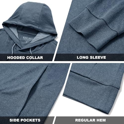 M MAELREG Stretch Moisture Wicking Pullover Hoodies For Men Causual Workout Dry Fit Golf Mens Sweatshirt Hoodies - Thumbnail 6