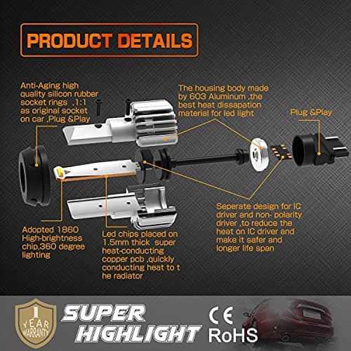 KIMLATAR 3157 LED Bulbs for Back Up Reverse Lights, CANBUS Error Free, CSP 6-SMD 300% Upgraded 6500K High Brightness 3156 LED Reverse Light Bulbs（Pack of 2） - Thumbnail 6