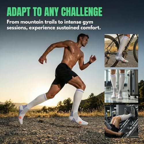 Compression Socks (20-30mmHg) for Men & Women – Best Compression Socks for All Day Wear, Better Blood Flow, Swelling! (S/M, White) - Thumbnail 2