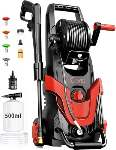 2026 Upgrade Pressure Power Washer 4800PSI w/4 Quick Connect Nozzles, Inlet Hose & Filter&500ML Soap Tank, High Cleaning Machine for Cars/Fences/Driveways/Patios/Home Cleaning,Red - Image 1