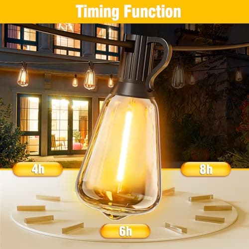 Skoiuc 100FT Solar String Lights Outdoor Waterproof with Remote & Timer, LED Shatterproof ST38 Bulbs, USB & Solar Powered Patio Lights for Backyard, Porch, Garden, Wedding, Christmas Decor - Thumbnail 6