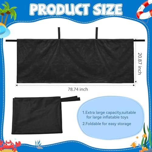 Pool Float Storage Bag, Extra Long 78" Foldable Hanging Organizer Mesh for Pool Side Fence, Adjustable Swimming Outdoor Toy Storage for Floats, Balls, Inflatable Toys & Accessories (78") - Thumbnail 3