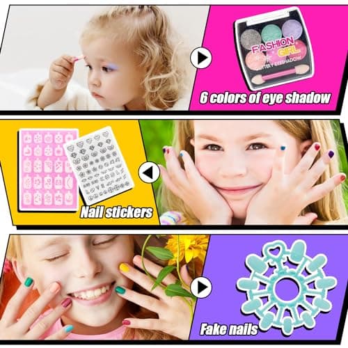 Geek Cheers Kids Nail Polish Set for Girls, All in One Nail Art Kit with Nail Dryer/ Glitter Pen/ Nail Pen/ Eyeshadow - Birthday and Christmas Gifts for Girls Ages 5-12 - Thumbnail 5