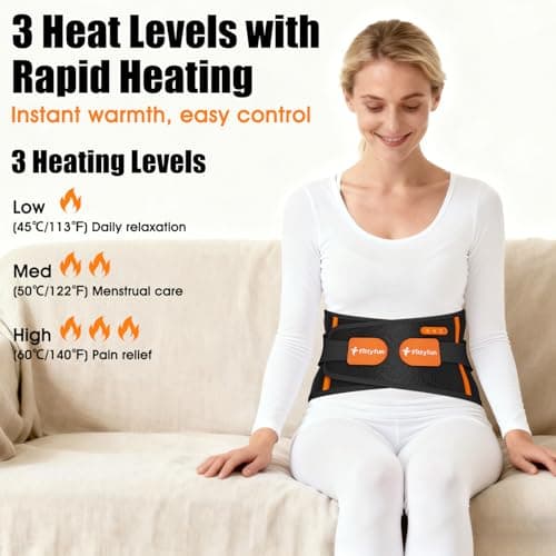 Fittyfun Cordless Heating Pad for Back Pain Relief - Portable Heated Belt with Vibration, Battery Operated Electric Back Massager for Lower Back, FSA Eligible HSA Approved Birthday Gifts for Men Women - Thumbnail 2