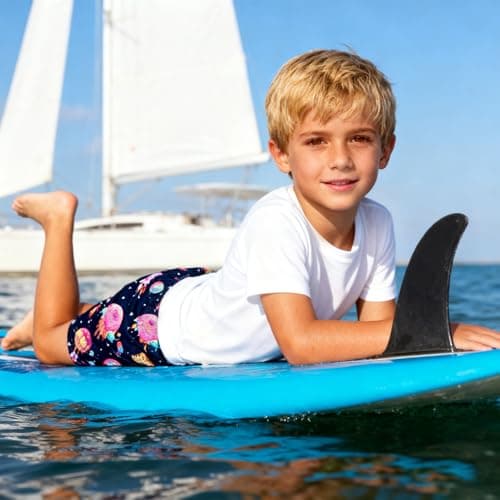 Cozople Boys Swim Short Swim Trunks Space Donut Rocket Printed Beach Shorts Swimsuit Compression Boardshort with Boxer Brief Liner Size 7 - Thumbnail 5