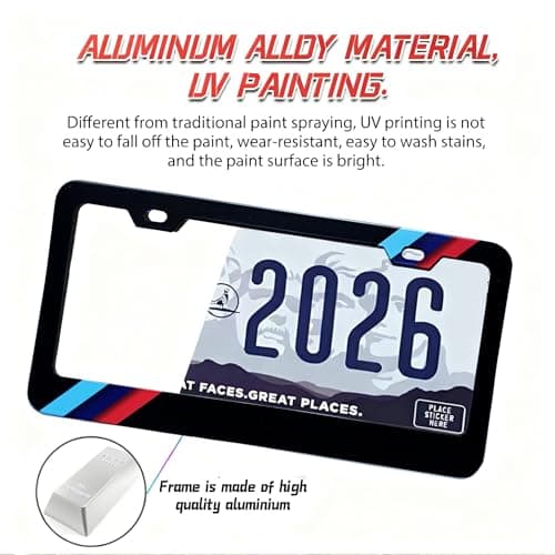 License Plate Frames Cover Compatible with BMW License Plate (3 Color Sport) 2 Pcs Pack, Aluminum Frame Holder - Thumbnail 3