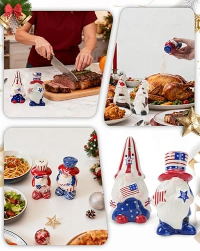 Hand-Painted Gnome Salt and Pepper Shakers Set (2-Pack) Easter Table Decor,Fun Kitchen Spice Dispensers,Novelty Farmhouse Gnome Ornament for Home & Holidays - Thumbnail 2