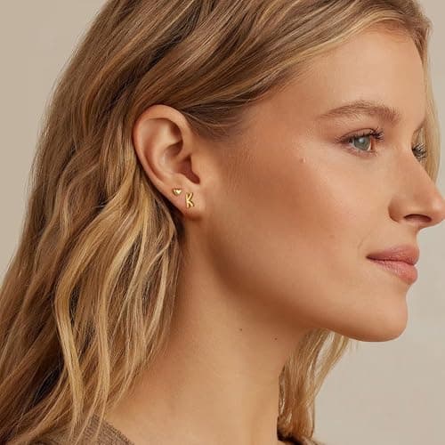 Turandoss Initial Earrings for Friend - 3 Pairs Trendy 14K-Gold-Plated Letter Y Stud Earrings, Dainty Hypoallergenic Initial Stud Earrings Friendship Gifts - Thumbnail 3