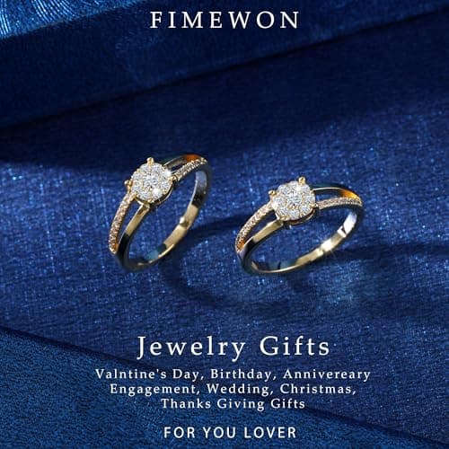 Fimewon Diamond Wedding Rings for Women Dainty Promise Rings 14K Gold Plated Ring Women Birthday Gifts Size 12 - Thumbnail 2