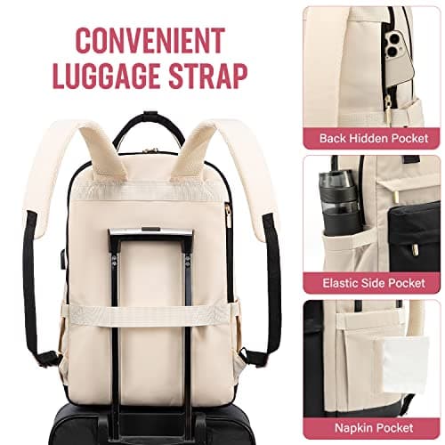 LOVEVOOK Travel Laptop Backpack Women Anti-theft Laptop Bag with USB Port Waterproof Computer Backpack for Nurse College Work - Thumbnail 3