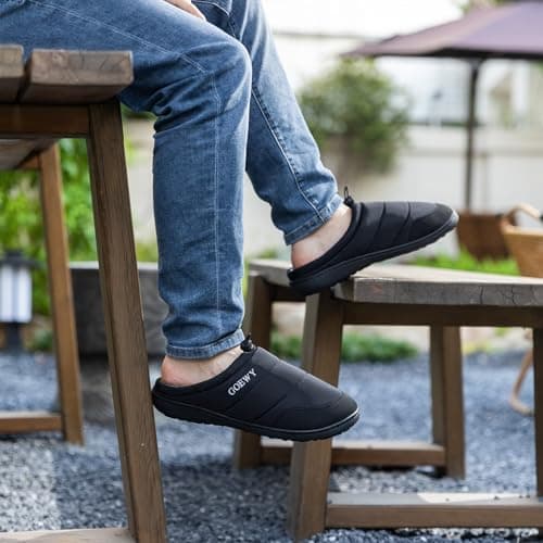 GOEWY Two-Tone Mens Slippers,Indoor and Outdoor House Shoes with Memory Foam,Anti-Slip Bedroom Slippers as Gifts for Mens Him Dad Husband boyfriend - Thumbnail 2