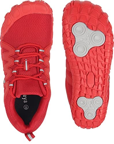 Weweya Breathable Women's Minimalist Barefoot Trail Running Shoes Comfortable Tennis Sneakers Red US Size 5 - Thumbnail 5
