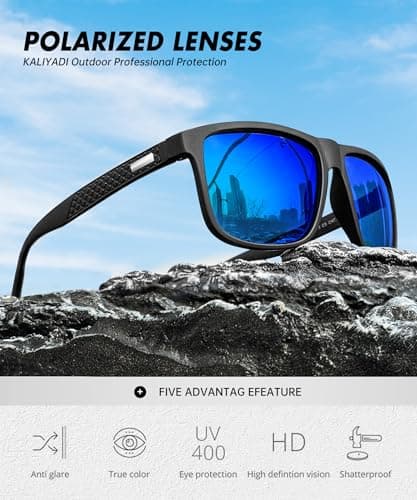KALIYADI Sunglasses-Men Polarized-Sunglasses Mens Sun glasses: Sun Glasses Polarized UV Protection Unisex Driving Fishing Golf - Thumbnail 4