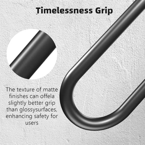 Handrails Wall Mount Stair Safety Handle Non-Slip Step Metal U-Shape Grab Yard Mounted Garage Porch Garden Hand Railings Powder Coated Heavy Duty Indoor or Outdoor Safe Bars (2 Pack) - Thumbnail 4