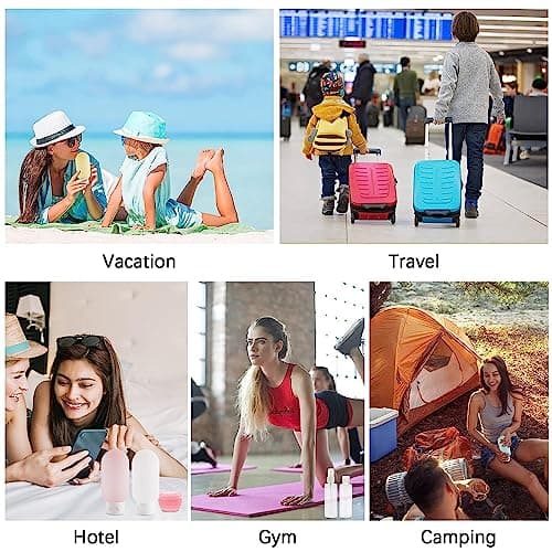 ZLSSETEC 12pack Travel Bottles for Toiletries, TSA Approved Travel Size Toiletries Containers, Travel Bottles Set with Labels Leakproof Squeezable Refillable Airplane Travel Accessories - Thumbnail 6