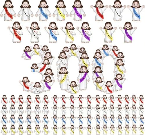 NOIENSI 300 PCS Little Jesus Figures– Multicolor Mini Jesus Figurines in Bulk, Jesus Loves You Figures for Easter, Church, and Religious Celebrations - Image 1