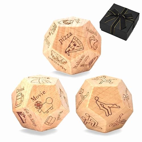 Date Night Food Decision Dice: 3 PCS Dice Set Date Ideas for Couples,Wooden Dinner Dice Love Dice with Gift Box,Valentines Gifts for Him Her Boyfriend Girlfriend - Image 1