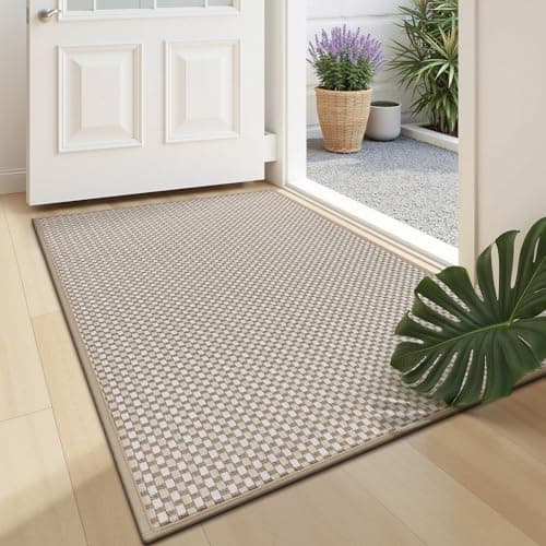 U'Artlines Door Mat 24"x36",Non Slip Rubber Backing Floor Mats, Absorbent Dirt Resistant Low-Profile Doormats, Front Door Mat for Indoor Outdoor Entry, Patio, Porch Beige - Image 1