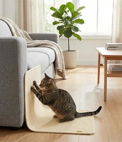 CATPAK 100% Natural Sisal Cat Scratching Mat, 17.2” Large Size, Super Strong Adhesive Hook & Loop Tape, Wall Mounted Scratch Rug for Indoor Cats, Beige (Primary, 17.2” x 17.2”) - Thumbnail 3