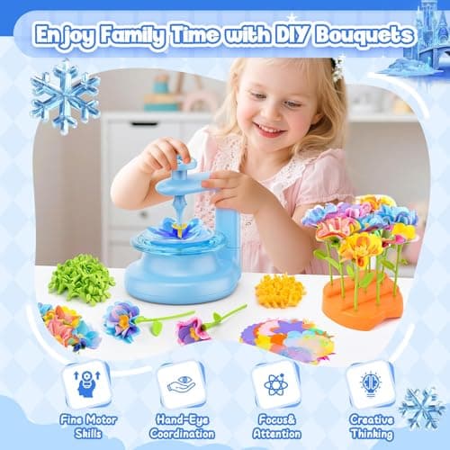 cosone Fabric Flower Bouquets Toys, Arts and Crafts Kits for Kids Age 3-12, Valentines Day Gift, Ideal Gifts for Preschool Girls, Educational Handmade Frozen Toy for Girls Ages 3 4 5 6 7 8 9 - Thumbnail 4