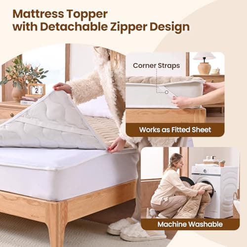 Bearhug King Heated Mattress Pad, Dual Control Bed Warmer with 10 Heat Level, Auto Shut Off Timer, Zipper Electric Mattress Pad with Deep Pocket Up to 18", ETL Certified, Machine Wash 78" x 80", Brown - Thumbnail 4