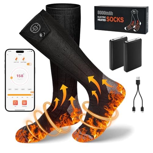 Starines 8000mAh Heated Socks for Men Women,APP Control Rechargeable Battery Electric Socks,Heating Foot Warmers Up to 13H Valentine's White Elephant Gift for Outdoor Winter Work Ski Hiking Hunting - Image 1