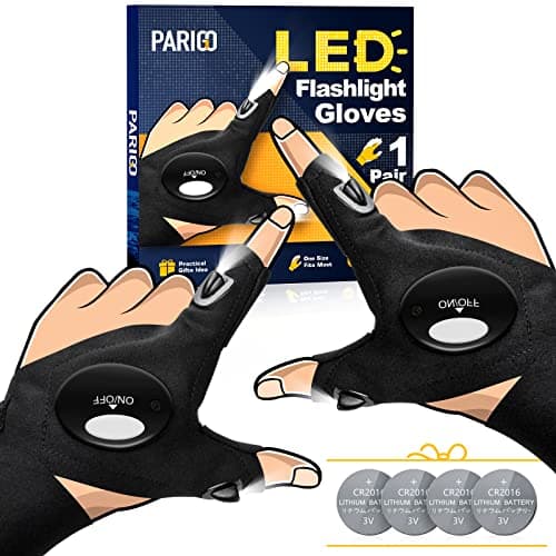 PARIGO Easter Basket Stuffers for Adults, Lights Finger LED Flashlight Gloves for Men, Father Day Gifts for Dad Husband Him Grandpa, Cool Suff Easter Stuffers Fishing Gifts for Men Camping Repairing - Image 1